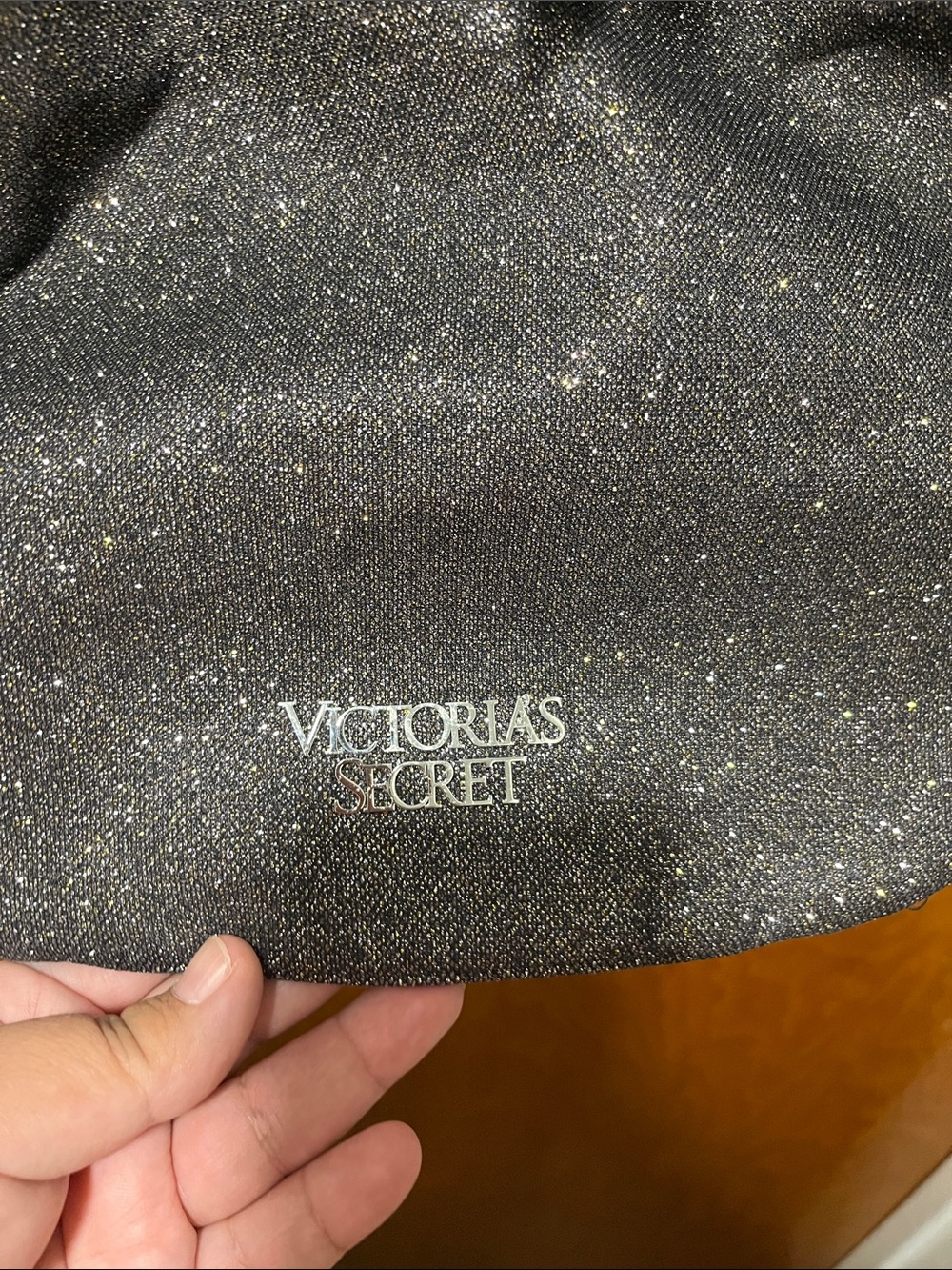 Victoria's Secret Black Glitter Drawstring Backpack - Picture 2 of 5